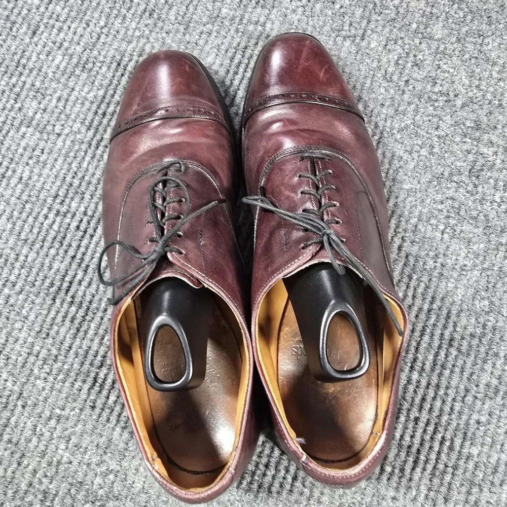 Allen Edmonds Byron Shoes Mens Size 11 D Burgundy‎ Cap Toe Dress Oxford Made USA